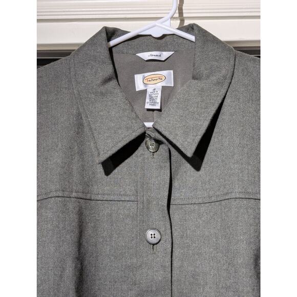 Vintage Talbot's Army Green Button Front Lined Wool Stretch Blazer Womens Sz 16 - Picture 3 of 11